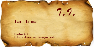 Tar Irma névjegykártya